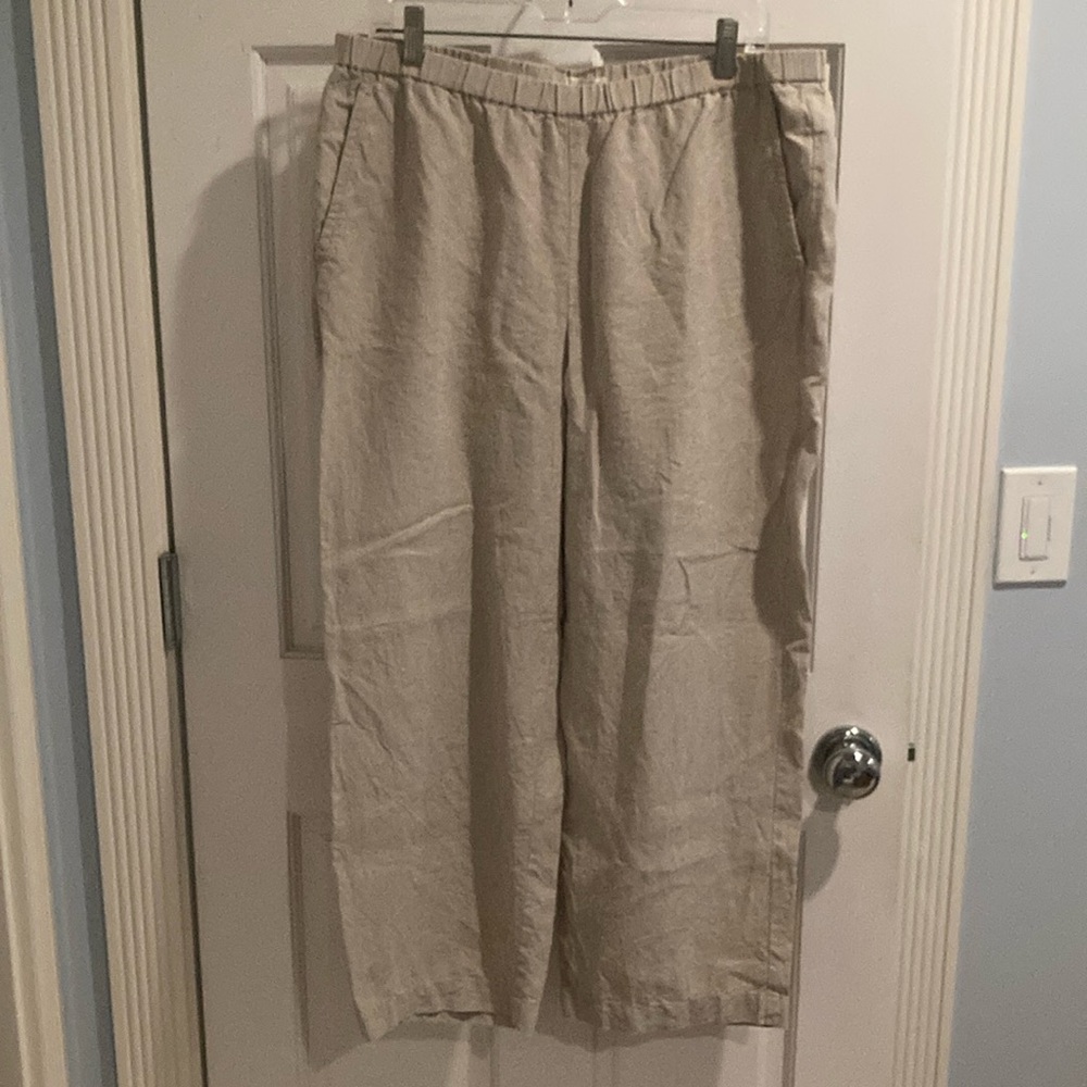 Eileen Fisher Light Tan Linen Pant L